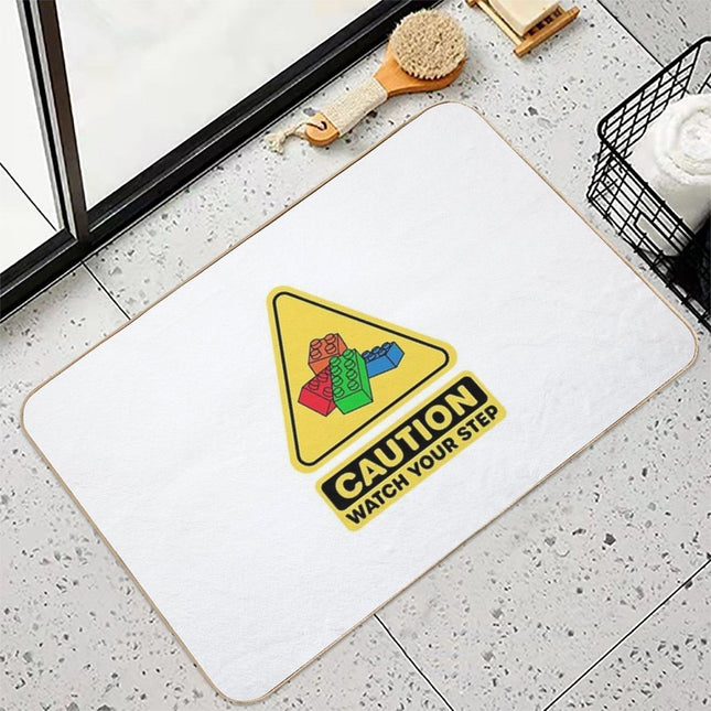 Caution Watch Your Step Toy Brick Building Block AFOL  High-Traffic Bath Mat