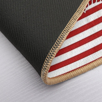 Nautical Red White Stripes And Red Anchor on Blue Background  Odorless Bath Mat