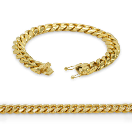 Cuban Link Chain Curb 18K Gold Plated Bracelet 8.5" Stainless Steel Jewelry For Men