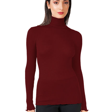 EGi Luxury Wool Silk Turtleneck Long Sleeve Top. Proudly Made in Italy (1494)