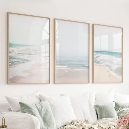 Minimalist Neutral Ocean Beach Wall Art Set of 3 Pieces