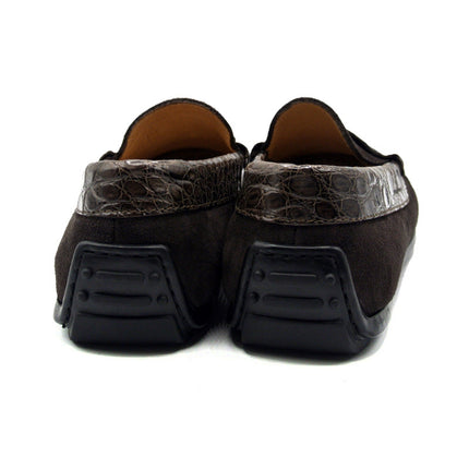 MONZA Sueded Calfskin with Crocodile Driver, Nicotine