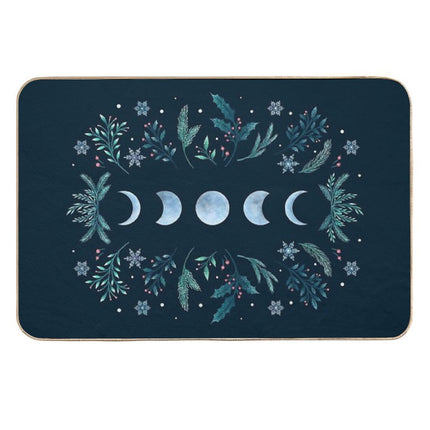 Moonlit Garden-Teal Snow  Dirt-Trapping Bath Mat