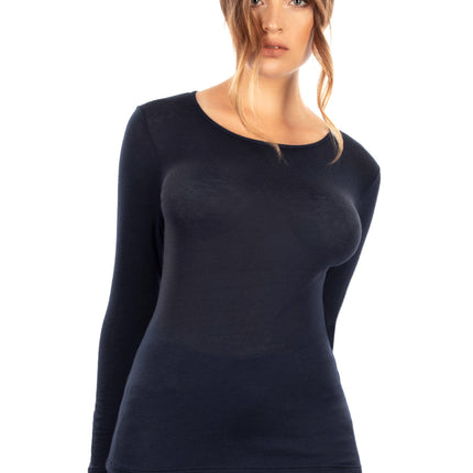 EGI Exclusive Collections Women's Modal Cashmere Blend Long Sleeves Scoop Neck Top. Proudly Made in Italy.