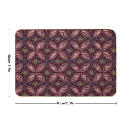 Textured Ikat Floral Swirl  Earth-Toned Abstract Ethnic Pattern  Rapid-Drying Bath Mat