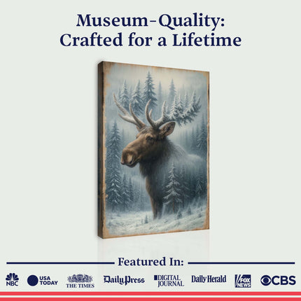 Snowy Forest Moose Double Exposure Wall Art