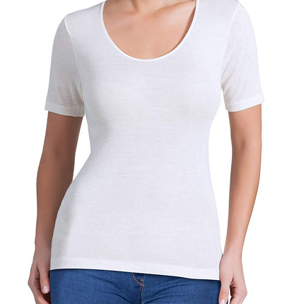 EGi Luxury Merino Wool Silk Women's Short Sleeve T-Shirt. Proudly Made in Italy (142)