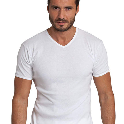 BASIC COTTON Free Spirit Premium Quality Cotton Men's V - Neck T-Shirt Proudly Made in Italy (985)