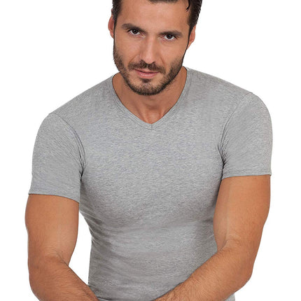 BASIC COTTON Free Spirit Premium Quality Cotton Men's V - Neck T-Shirt Proudly Made in Italy (985)