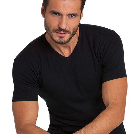 BASIC COTTON Free Spirit Premium Quality 100% Cotton Men's V - Neck T-Shirt. Proudly Made in Italy (905)