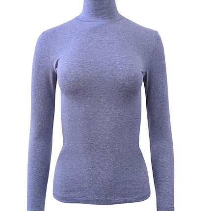 BASIC COTTON Free Spirit Premium Quality Cotton Women's Turtleneck Long-Sleeved T-Shirt.