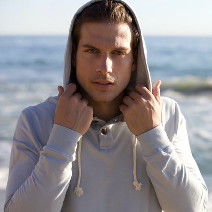 Men's Henley Style Bamboo Viscose Fleece Hoodie