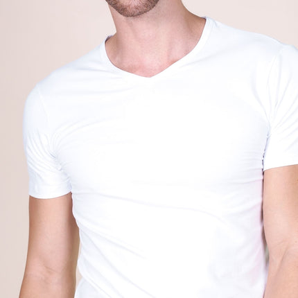 BASIC COTTON Free Spirit Premium Quality Cotton Men's V - Neck T-Shirt Proudly Made in Italy (985)