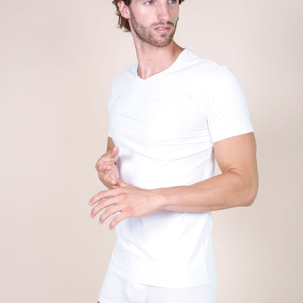 BASIC COTTON Free Spirit Premium Quality Cotton Men's V - Neck T-Shirt Proudly Made in Italy (985)