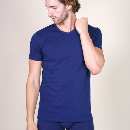 BASIC COTTON Free Spirit Premium Quality Cotton Men's V - Neck T-Shirt Proudly Made in Italy (985)