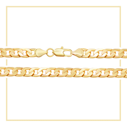Cuban Link Chain 14K Gold Filled Bracelet 8.5" Lobster Claw Clasp Men Jewelry 6 mm 8 mm
