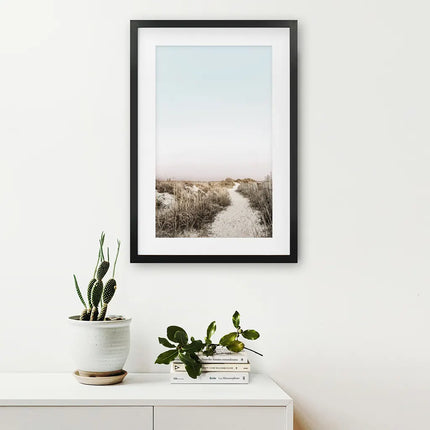 Boho Chic Wall Art Print. Sandy Beach Path, Dried Grass