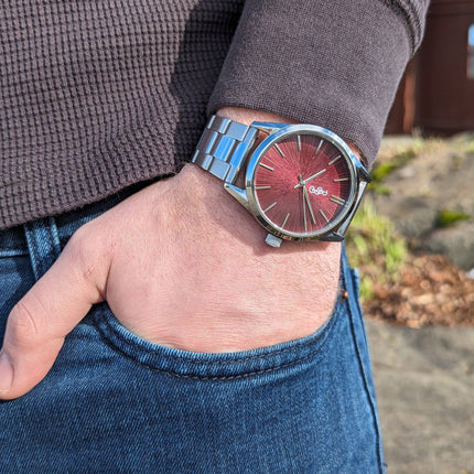 Burgundy Sunburst Watch