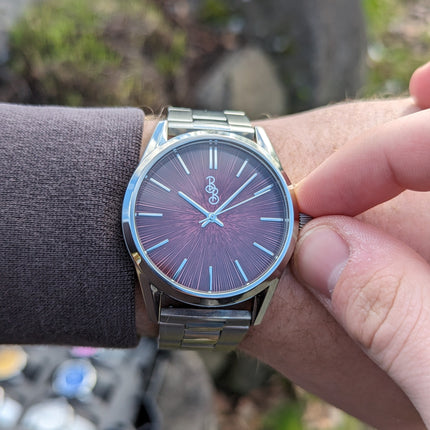 Burgundy Sunburst Watch