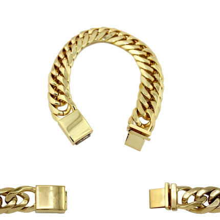 Miami Cuban Link Chain Bracelet 18K Gold Plated Stainless Steel Double Link Men Jewelry