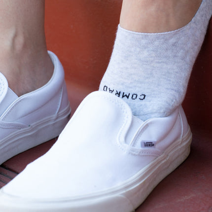 Combed Cotton No Show Socks - Heather Grey