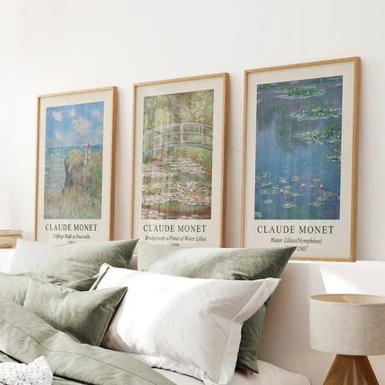 3 Piece Claude Monet Wall Art Set. Water Lilies Prints