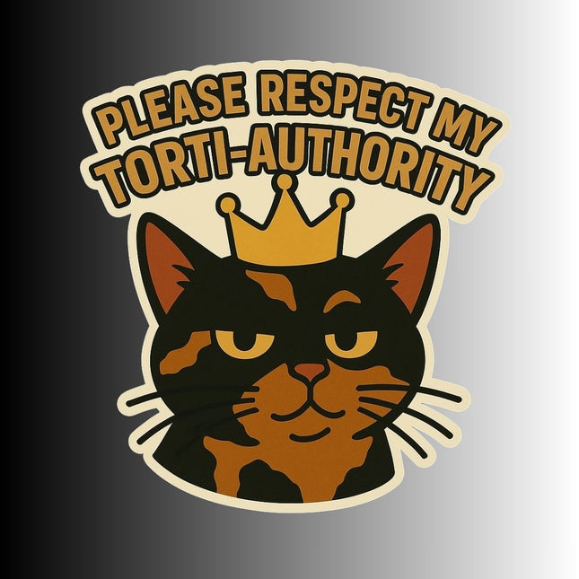 "Tortie-Authority" Cute Funny Tortoiseshell Cat Sticker
