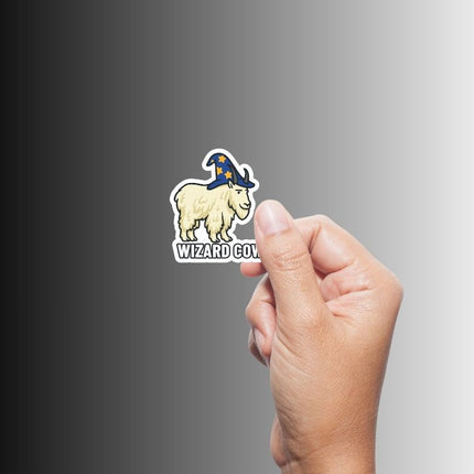 "WIZARD COW" Cute Funny Mountain Goat Wizard Sticker