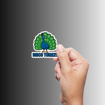 "DISCO TURKEY" Cute Funny Peacock Sticker