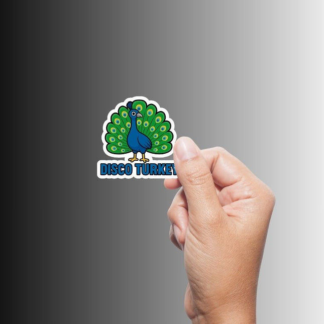"DISCO TURKEY" Cute Funny Peacock Sticker