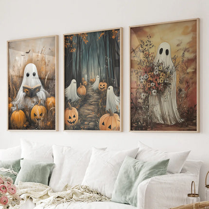Ghosts Halloween Trendy Wall Art Poster Set Decor