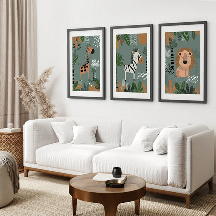 Baby Giraffe, Zebra, Lion Nursery Wall Decor