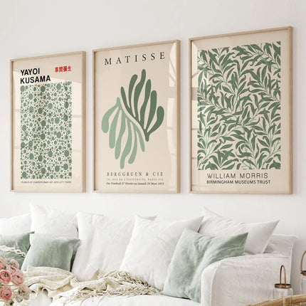 William Morris Sage Green Botanical Poster Set