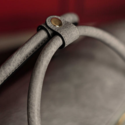 Grey Tumbled Leather Weekender Duffle Bag