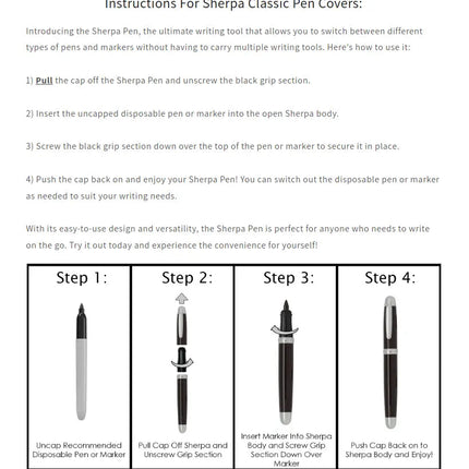 Sherpa Pen Classic Total Chrome Pen/Sharpie Marker Cover