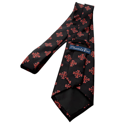 Red Jerusalem Cross with White Accents Necktie