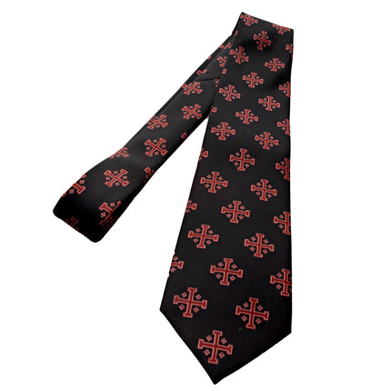 Red Jerusalem Cross with White Accents Necktie