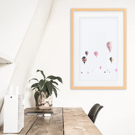 Pink Air Balloons Print. Kid's Room Wall Art