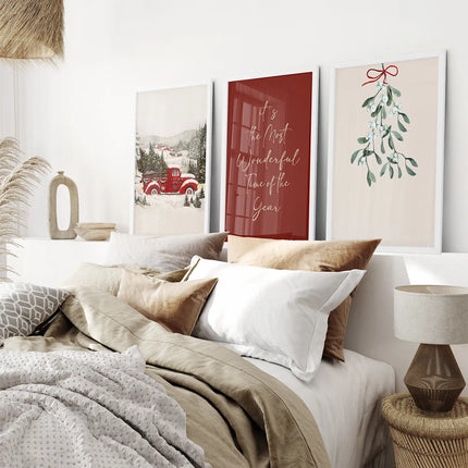 Winter Holiday Landscape Set Of 3 Wall Art
