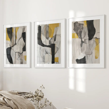 Golden Abstract Shapes Modern Wall Decor Poster