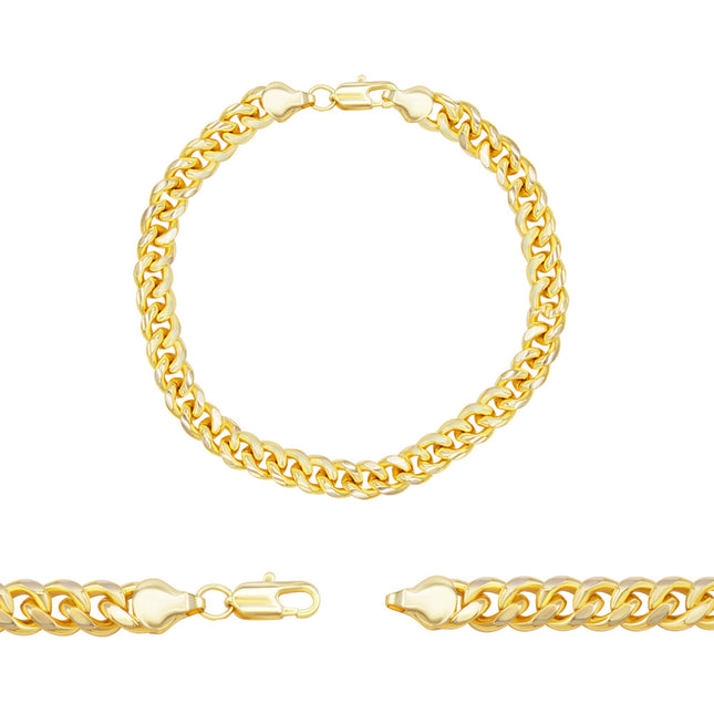 Cuban Link Chain 14K Gold Filled Bracelet 8.5" Lobster Claw Clasp Men Jewelry 6 mm 8 mm