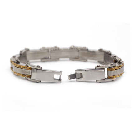 Decorative Men’s Stainless Steel Bracelet Fashion Wrist Band (Silver/Gold)