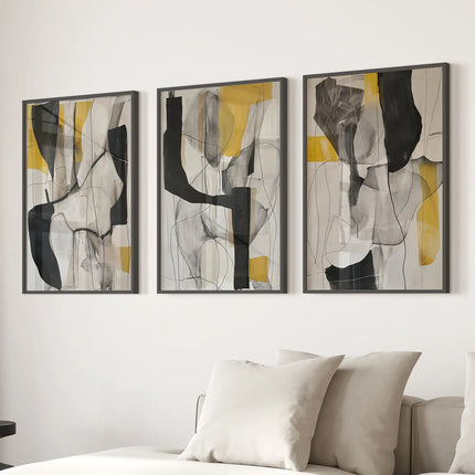 Golden Abstract Shapes Modern Wall Decor Poster