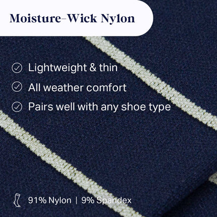 Knee-High Compression Socks – Stripes Navy/Sand