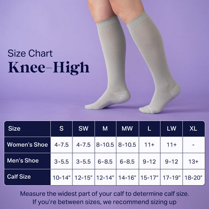 Knee-High Compression Socks – Solid Grey (20-30 mmHg)