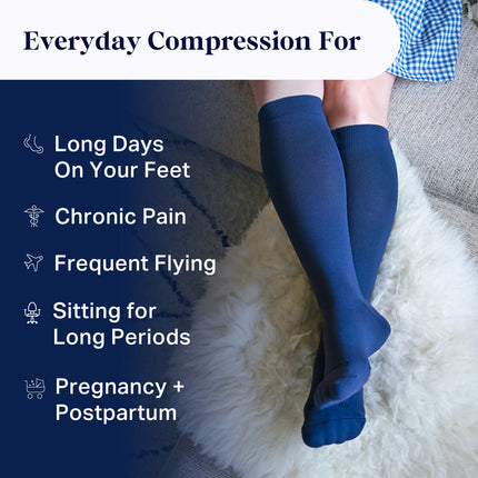 Knee-High Compression Socks – Solid Grey (20-30 mmHg)