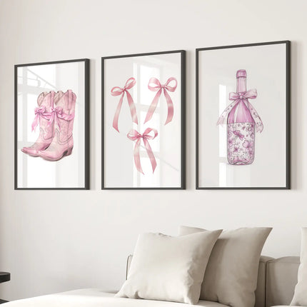Trendy Pink Wall Art Prints Preppy Room Decor Set