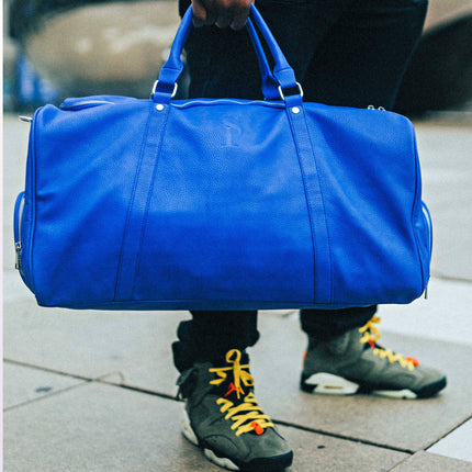 Royal Blue Leather Duffle Bag