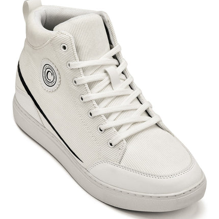 CALTO - S4131 - 2.6 Inches Taller (Off-White/White Sole) - Corduroy Ankle Top Sneak-boot