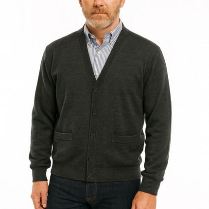 Merino Wool Cardigan in Charcoal